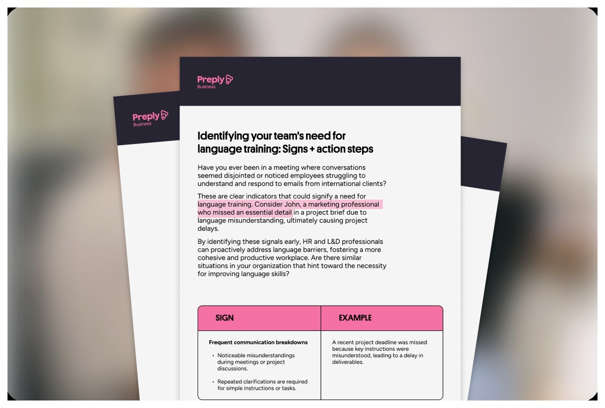 Identifying language training needs of your team