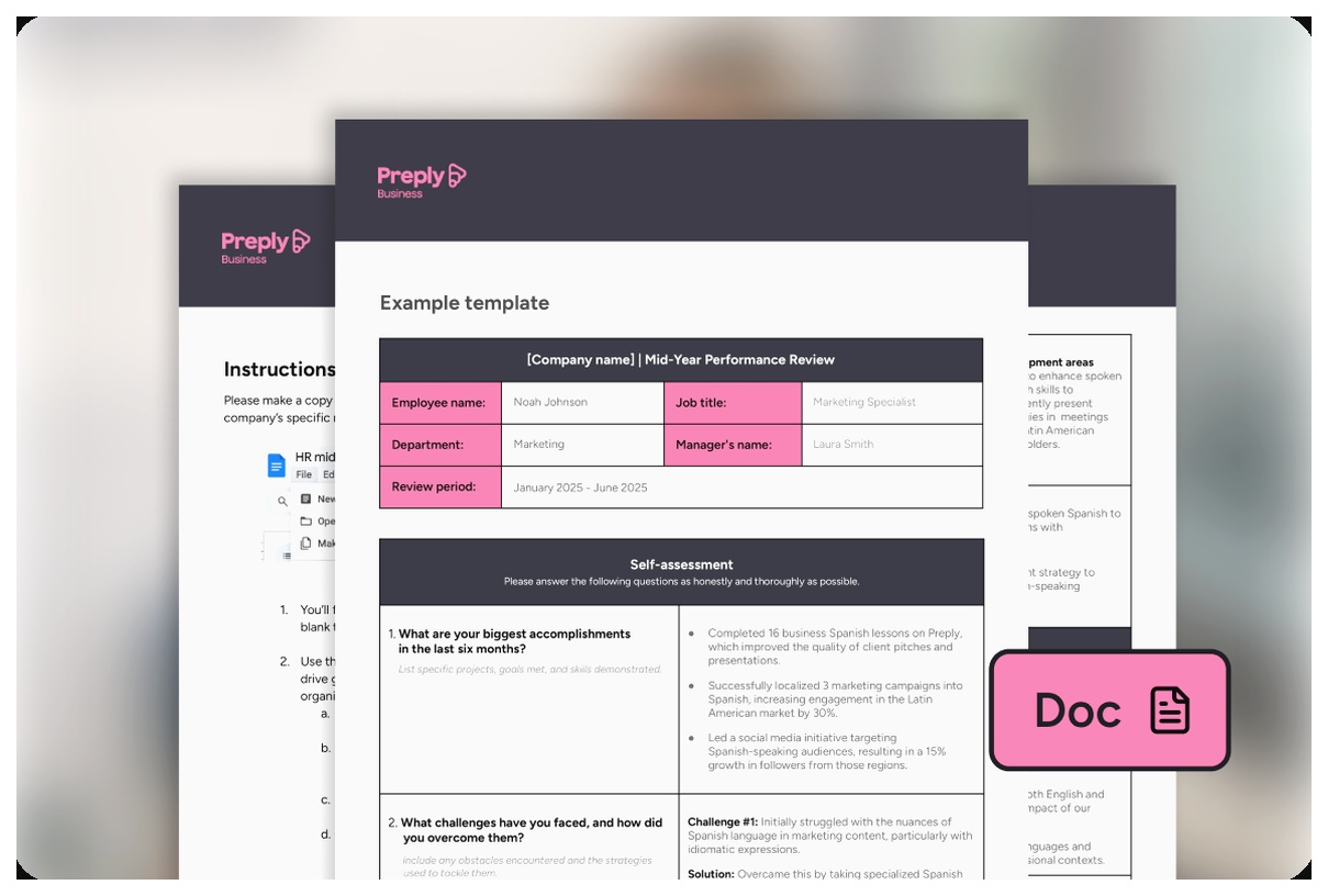 Mid-year performance review template