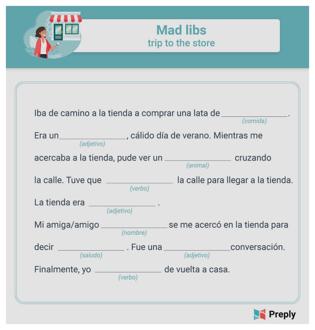 Mad libs activity