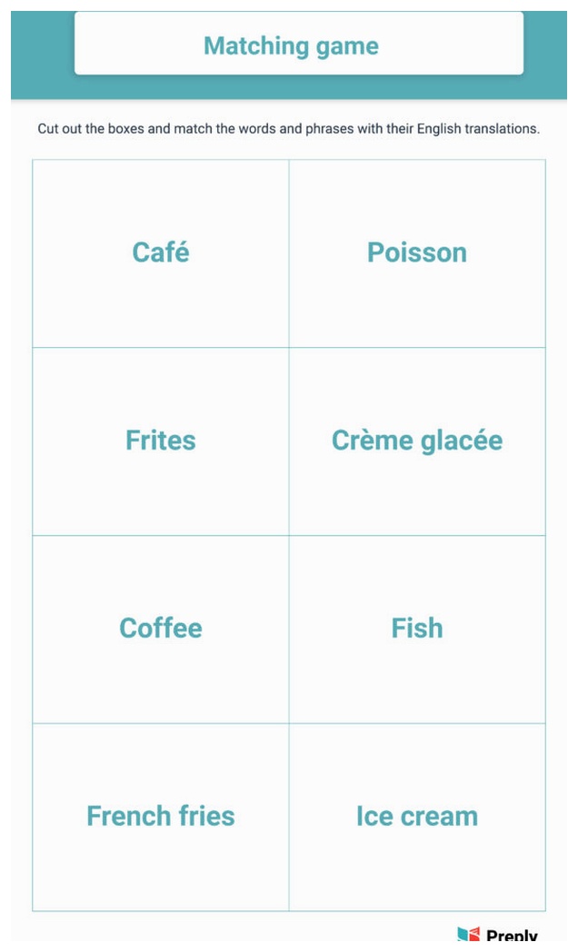 Matching game activity