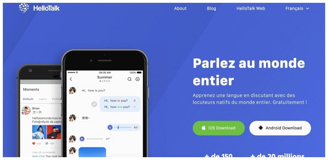 hellotalk application pour correspondants en ligne