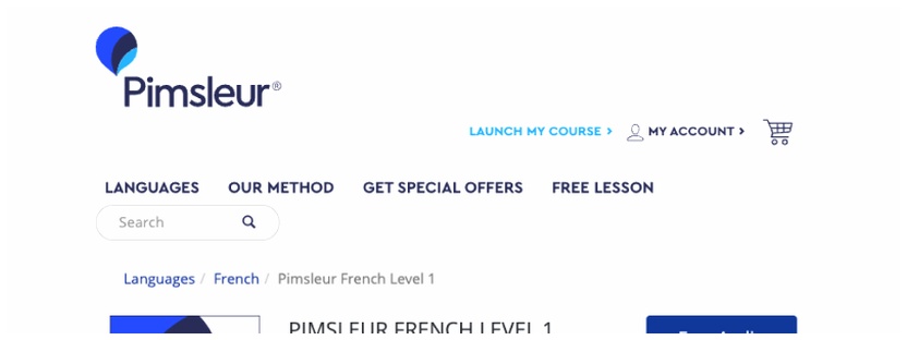 Pimsleur website screenshot