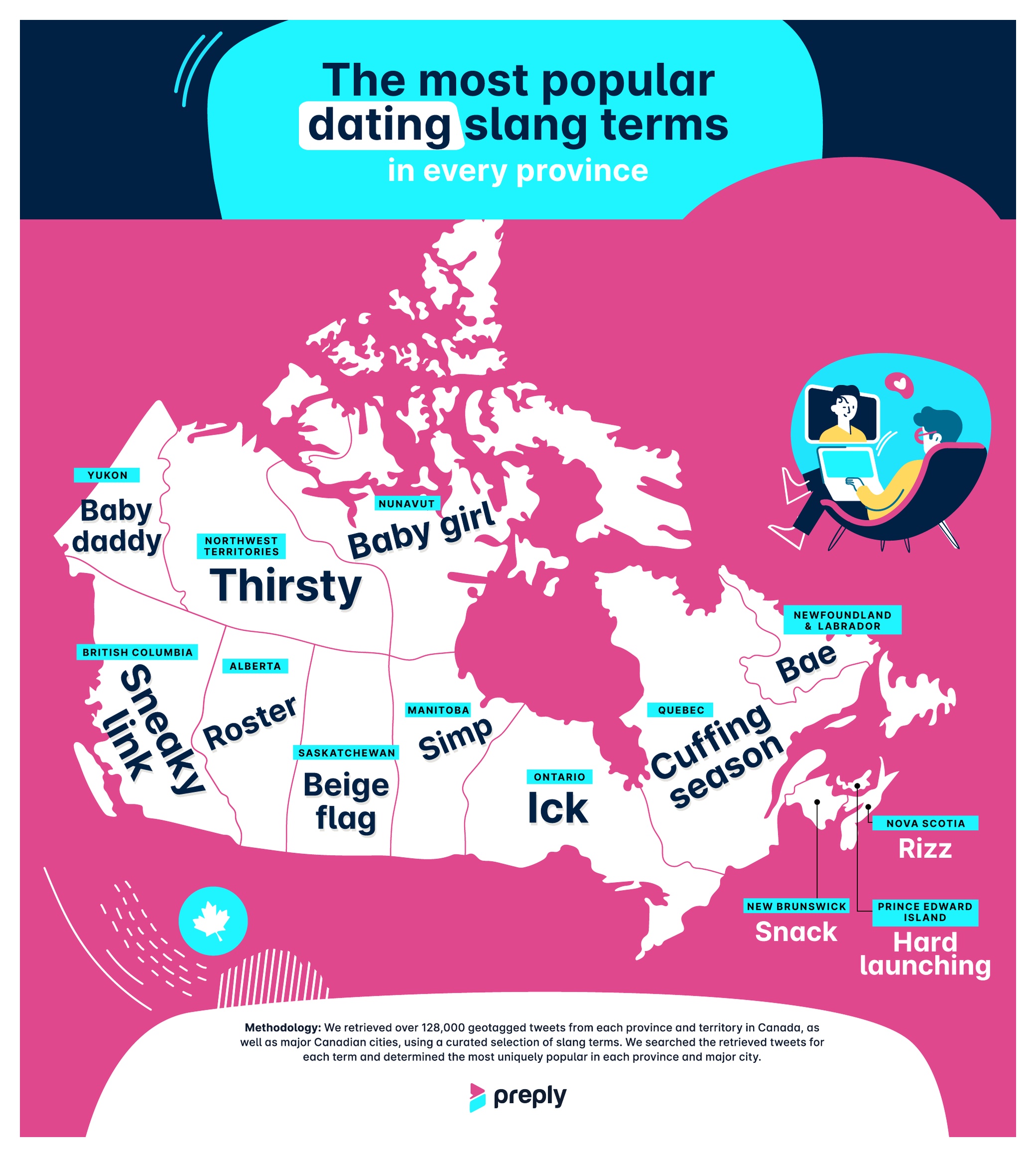 The most popular relationship slang terms in every province