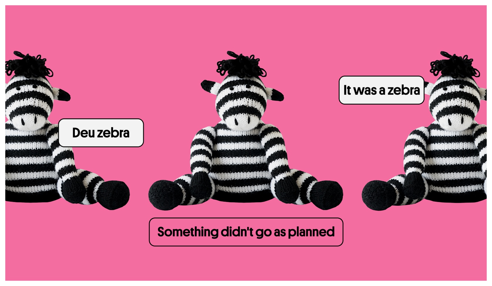 Zebra toy to show the expression 'deu zebra'