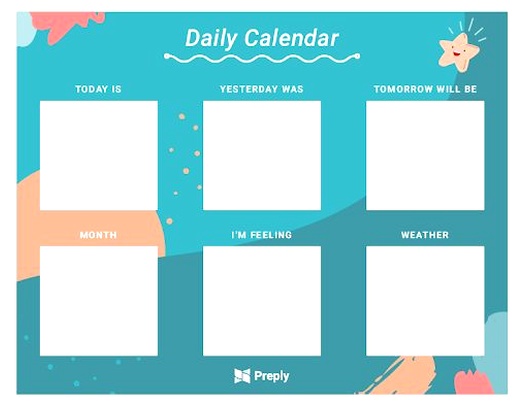 daily calendar for Spanish flashcards