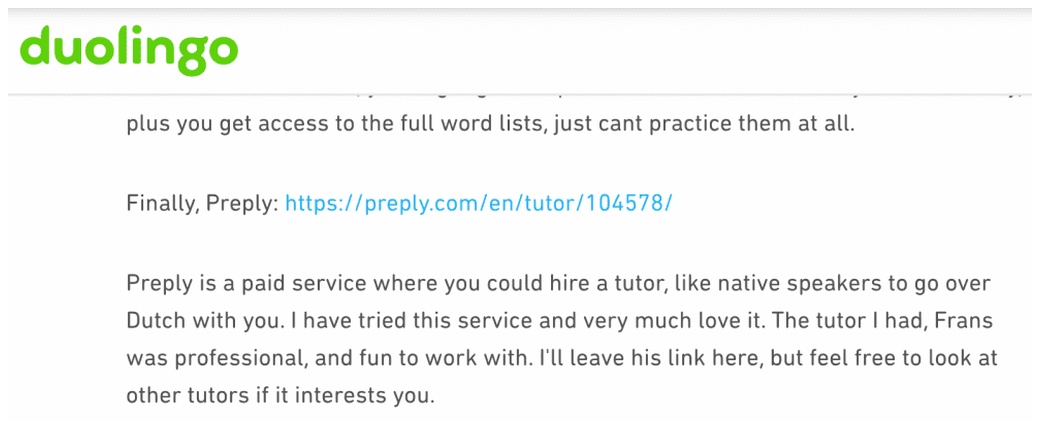 Preply tutor on Duolingo forum