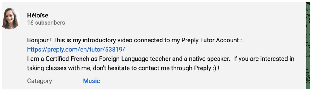 Preply tutor Heloïse on YouTube