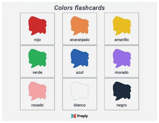 colors Spanish flashcards
